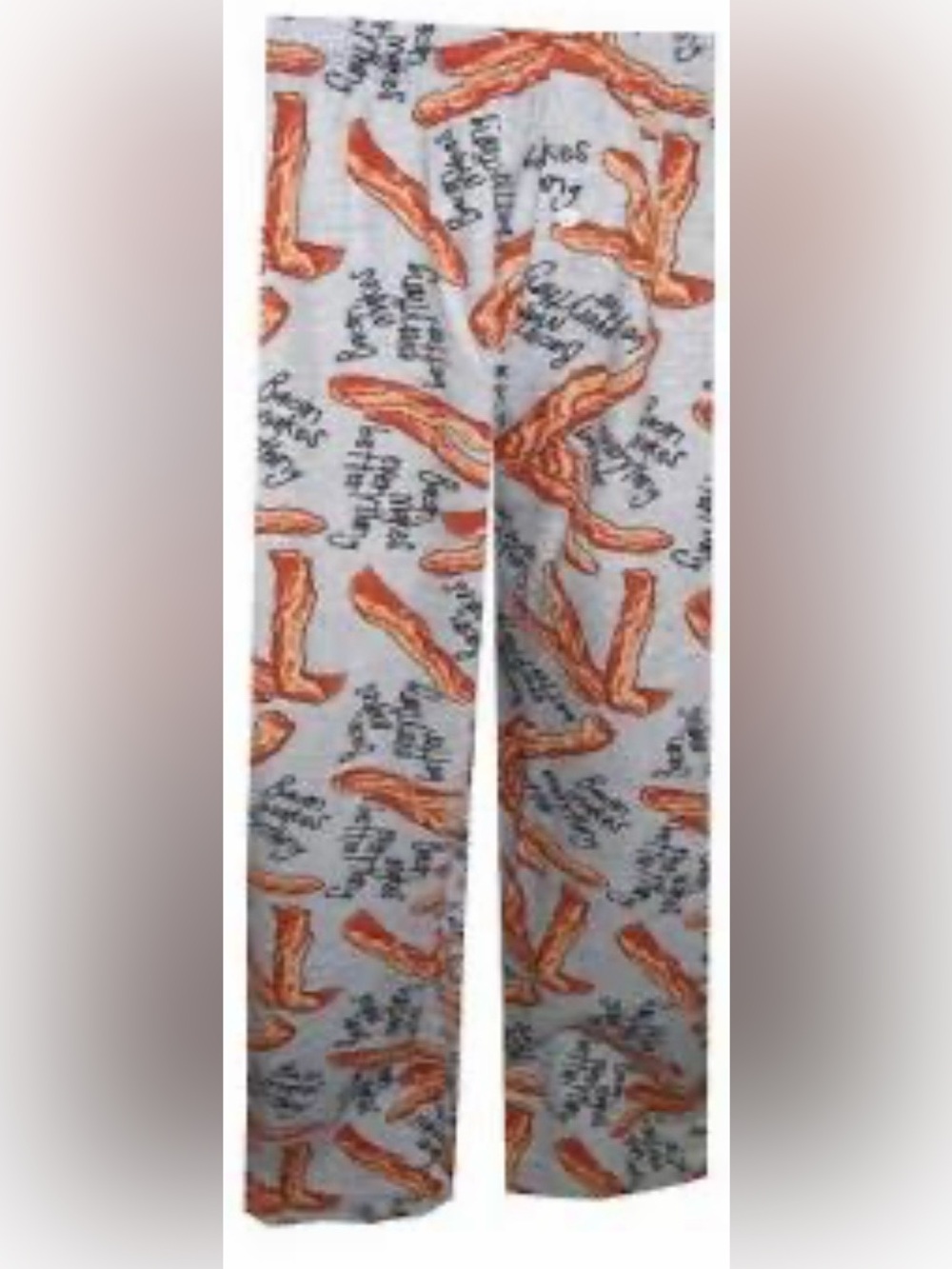 Women's White Bacon-Print Pajama Pants